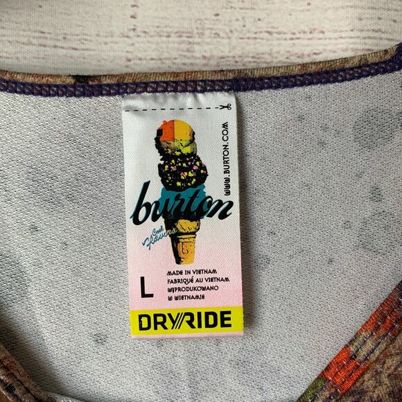 Burton Dryride Base Layer Tan Colorful Splotchy Long Sleeve Shirt Size Large - Picture 10 of 15